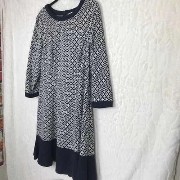 Elizah J Navy Blue And White Floral Like Print Size 14 - Picture 5 of 9